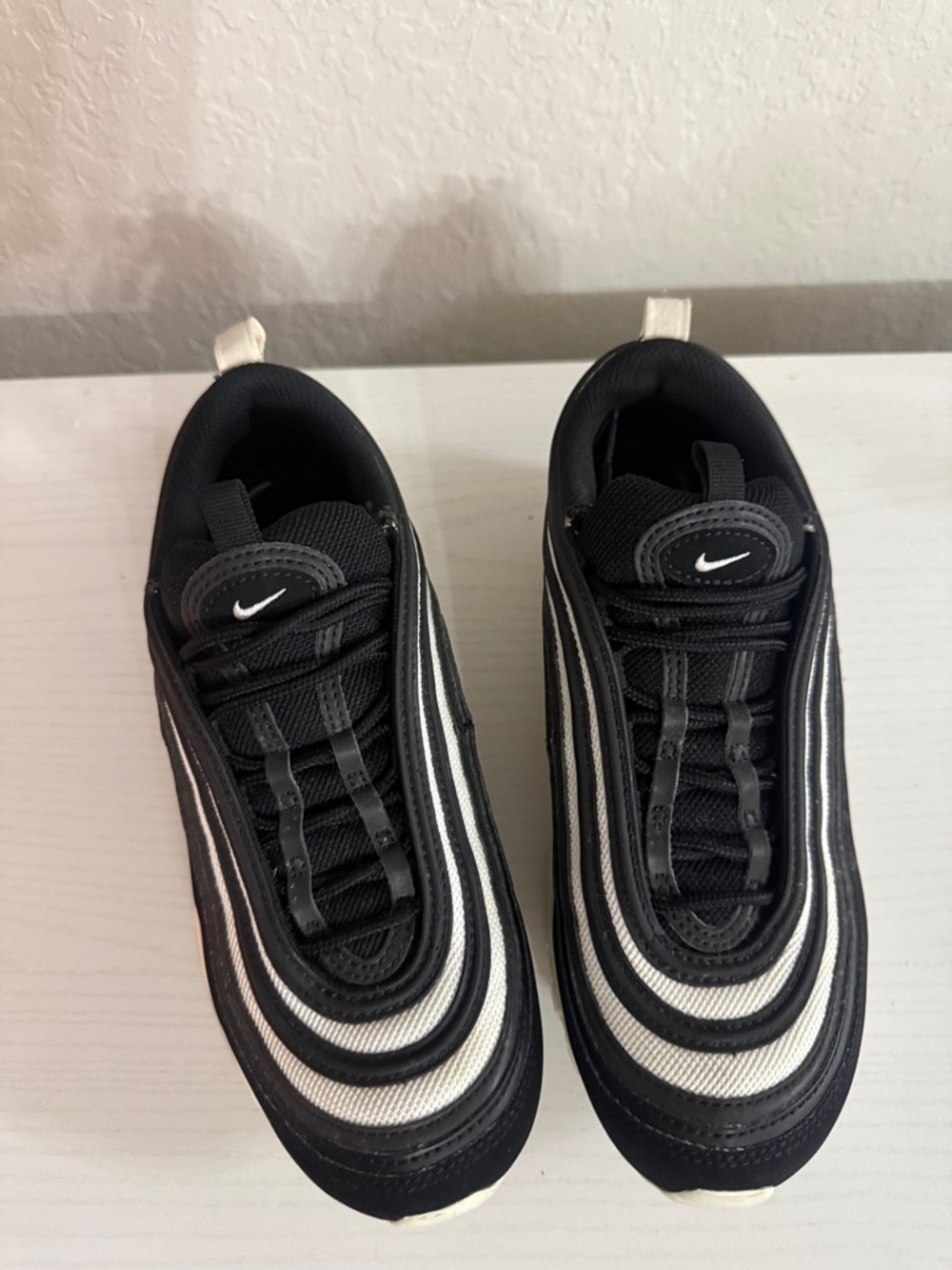 Nike Black & White Layered Swoosh Running Sneakers